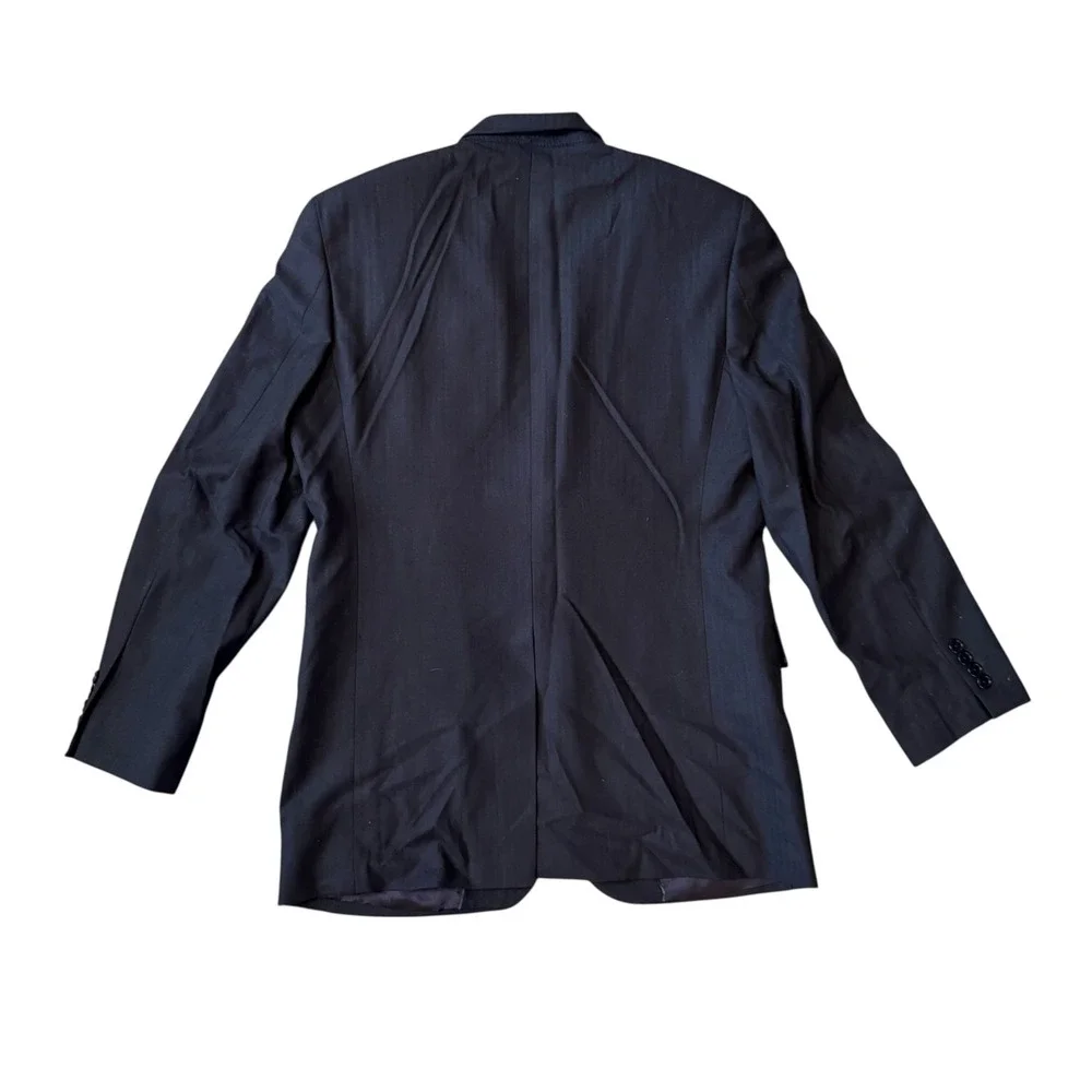 Brooks Brothers 346 Blazer Mens 40L Navy Blue Wool‎ Stretch Herringbone
